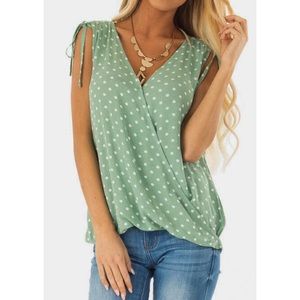 Green Polka Dot Blouse Small